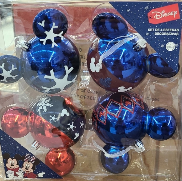 Disney Mickey Mouse Christmas Tree Ornaments Set Of 4pz - Picture 6 of 6